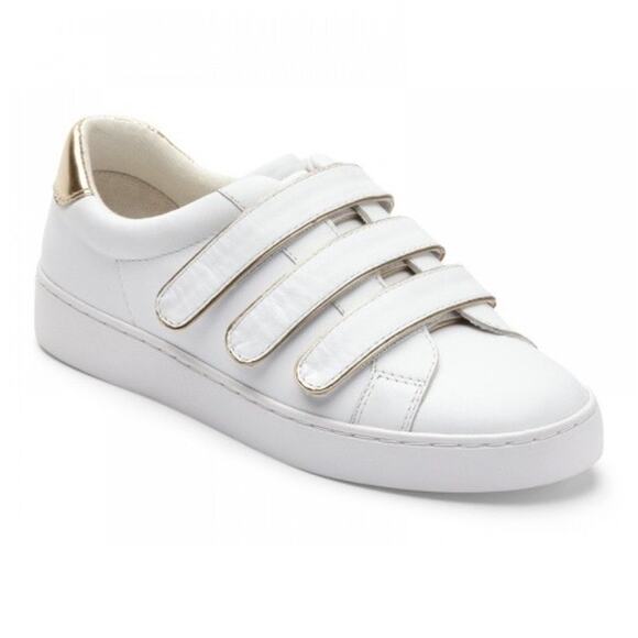 Vionic Bobbi velcro hook and loop white sneaker gold accent Size 8.5 comfort - Picture 1 of 13